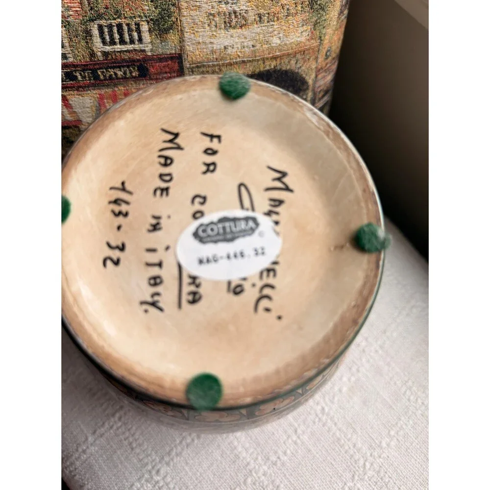 Vintage Magnanelli Gubbio Italian Majolica Lidded Ginger Jar | Hand Painted Cera
